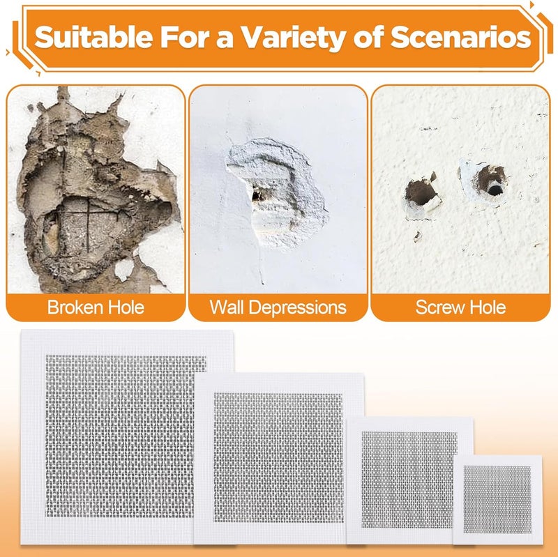 Romeda Drywall Patch Kit 11 Pack, 4/6/8 Inch Wall Patch with Extended Self Adhesive Mesh, Dry Wall Patch with Scraper and Sandpaper for Hole Repair - Image 3